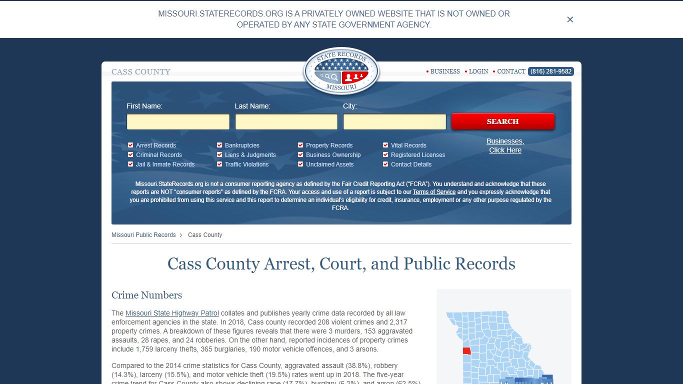 Cass County Arrest, Court, and Public Records